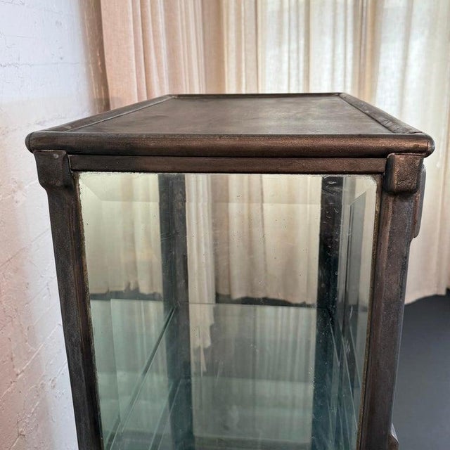 Antique Industrial Brushed Steel Apothecary Vitrine Cabinet For Sale - Image 12 of 12