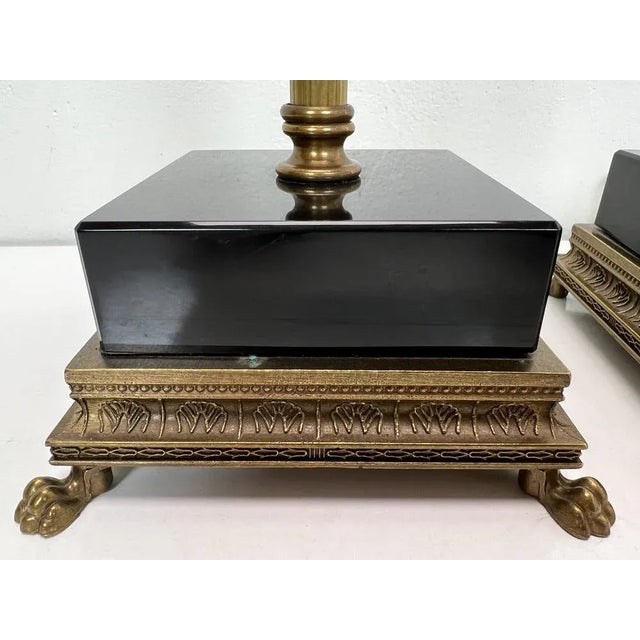 Vintage Brass and Acrylic Table Lamp with Claw Feet, 1970s, Set of 2 For Sale - Image 6 of 12