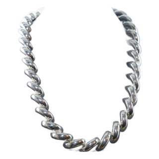Retro Heavy Italian sterling necklace For Sale