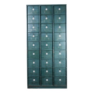 French Industrial Dark Green Metal Cabinet, 1920s For Sale