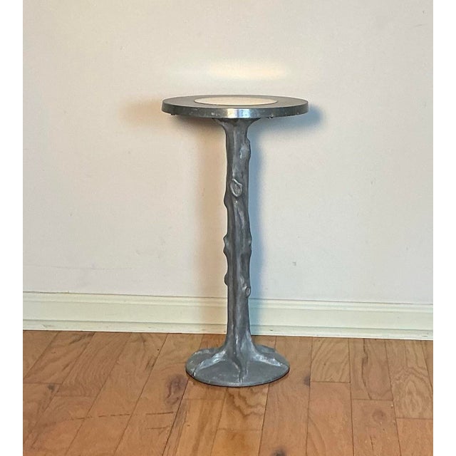 Mid-Century Modern 1970s Vintage Drink Table Solid Cast Aluminum Tree Trunk Design For Sale - Image 3 of 12
