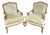 Plush Velvet French Country Fauteuil Armchairs Pair For Sale
