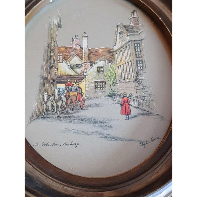 Clyde Cole Lithograph Print Oval English Art Pair For Sale - Image 4 of 8