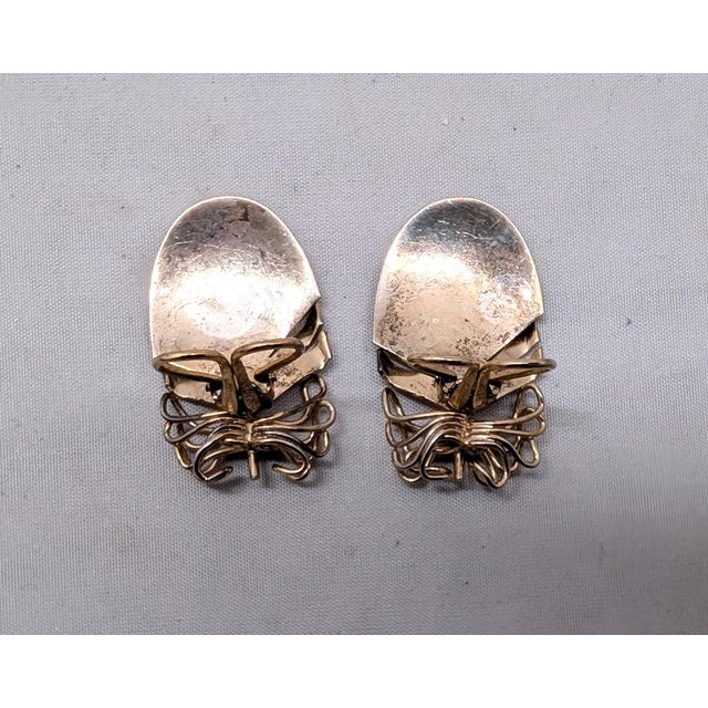 Metal Vintage Signed Napier Goldtone Over Sterling Feather Clip Earrings-2 Pieces For Sale - Image 7 of 7