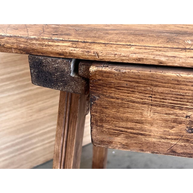 Early 20th Century French Oak Worktable Table with One Drawer, 1920s For Sale - Image 11 of 18