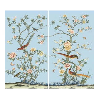 W24"*h48"/Panel, a Set of 2 Panels Chinoiserie Wall Artwork, No Frame, Tea Paper For Sale