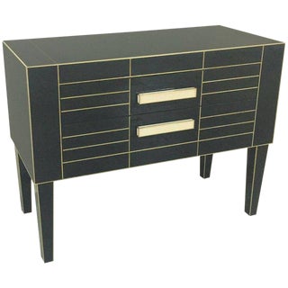 Chest of Drawers in Black Mirror With Ivory Glass Handle For Sale