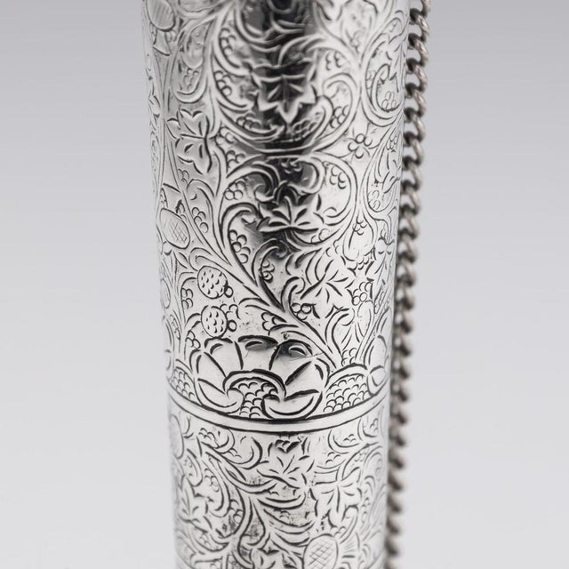 Antique 19th Century Indian Silver Surahi Water Bottle, Lucknow, 1870s For Sale - Image 12 of 18