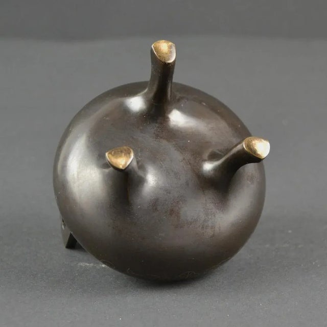 Brown Small Antique Japanese Incense Burner in Bronze, 1890s For Sale - Image 8 of 12