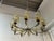 Vintage Chandelier in Brass and Etched Glass, 1950s, in Very Good conditions. Designed 1950 to 1959 Up to 250V (Europe/UK...