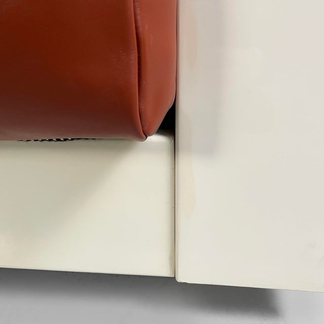 Italian White Wood and Brown Leather Sofa by Massimo and Lella Vignelli for Poltronova, 1980s For Sale - Image 18 of 18