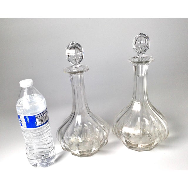 1900s Panel Cut and Engraved Decanters - a Pair For Sale - Image 9 of 9