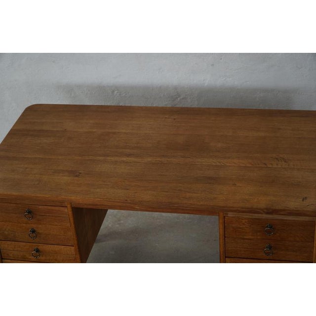 Mid-Century Modern Danish Freestanding Desk in Oak attributed to Henning Kjærnulf, 1950s For Sale - Image 11 of 18