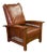 Crafters and Weavers Craftsman / Mission Leather and Oak Morris Chair Russet Brown Leather (Rb2) For Sale