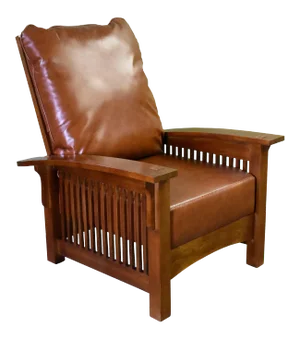 Crafters and Weavers Craftsman / Mission Leather and Oak Morris Chair Russet Brown Leather (Rb2)