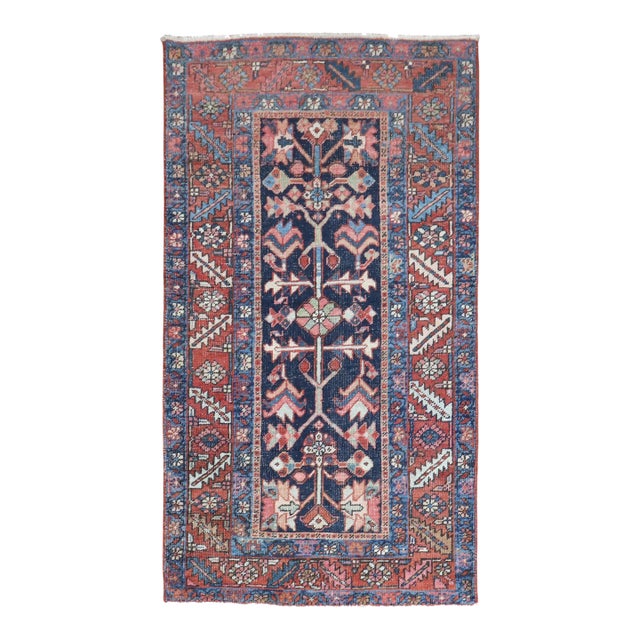 Antique Zabihi Collection Navy Heriz Rug - 2'11" x 5'3" For Sale