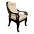 Late 20th Century Neoclassic Revival Black Side Chair With Gilt Wing Accents & Off-White Fabric For Sale