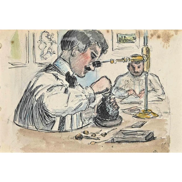 Bernard Bécan, Laboratory, Original Drawing, Mid-20th-Century For Sale - Image 3 of 3