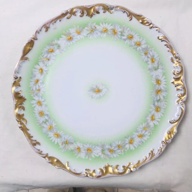 Ceramic Limoges France Gilded Green Daisy Chain Serving Platter For Sale - Image 7 of 7