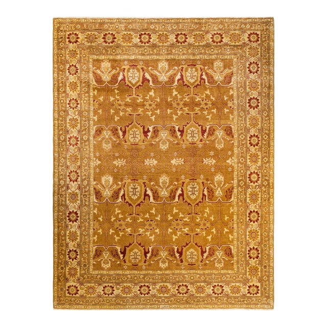 Yellow Eclectic, One-of-a-Kind Hand-Knotted Area Rug in Yellow, 9' 1" x 11' 10" For Sale - Image 8 of 8