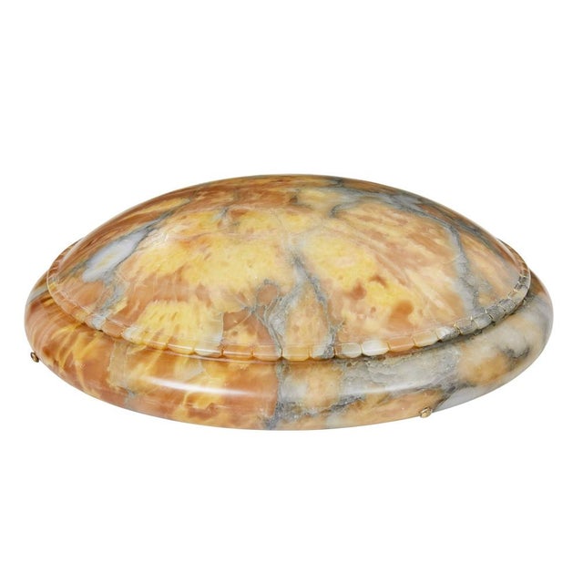 Scandinavian large art deco alabaster pendant light circa 1930. Beautiful hand carved swedish dish light from the art deco...