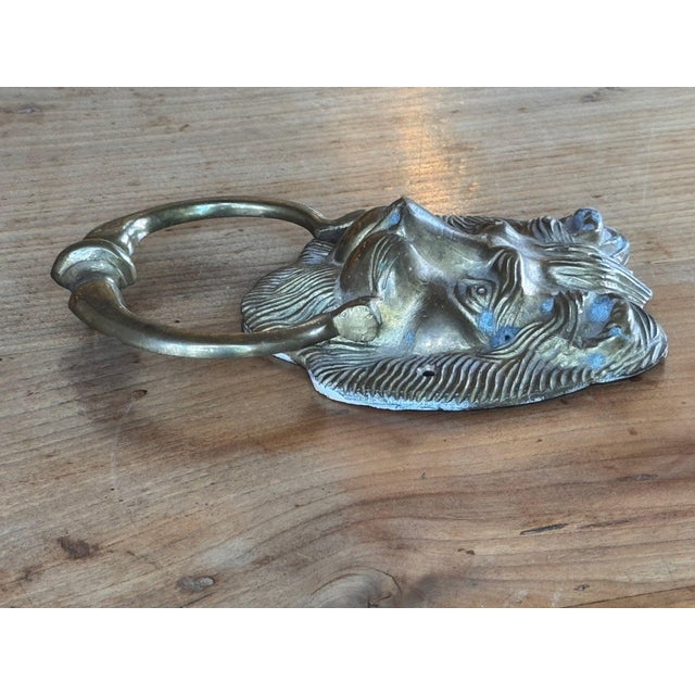 English Brass Lion Door Knocker For Sale - Image 6 of 7