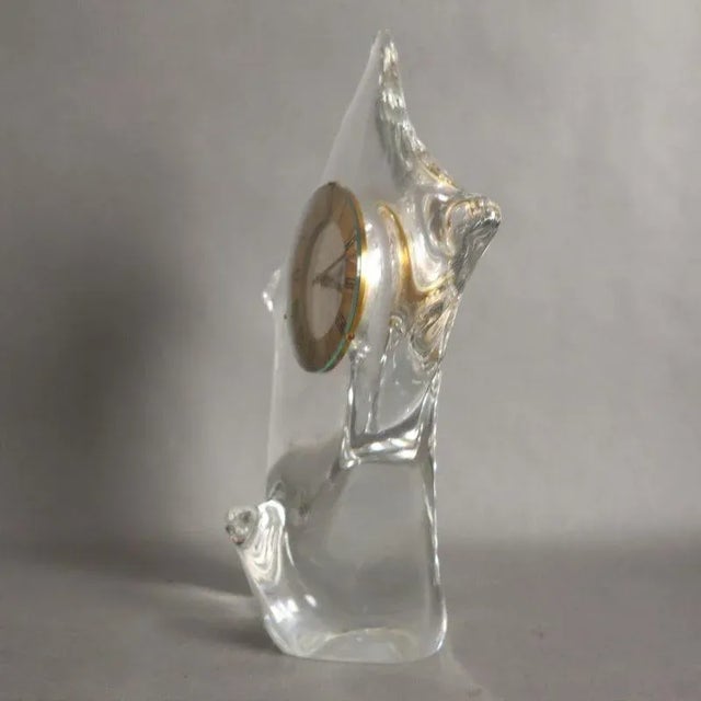 Glass Table Clock from Cristallerie Schneider, 1950s For Sale - Image 8 of 11