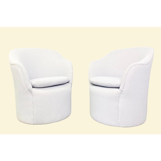 Mid 20th Century Edward Wormley for Dunbar White Club Chairs, a Pair For Sale - Image 5 of 7