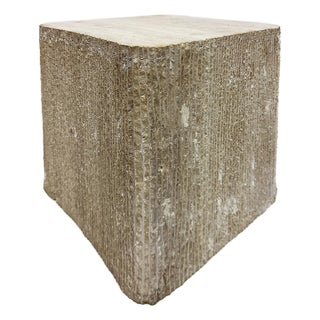 Substantial Brutalist Natural Travertine Stone Side Table or Seat For Sale