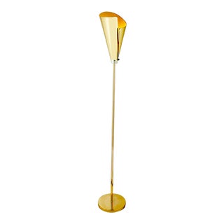 Brass Cone Torchiere Floor Lamp For Sale