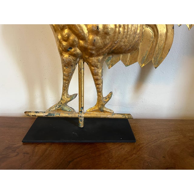 Antique 19th Century American Folk Art Gilt Swell Body Copper and Zinc Rooster Weathervane For Sale - Image 9 of 12