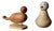 Minimalist Scandinavian Turned & Carved Wooden Birds, 1970s, Set of 2 For Sale