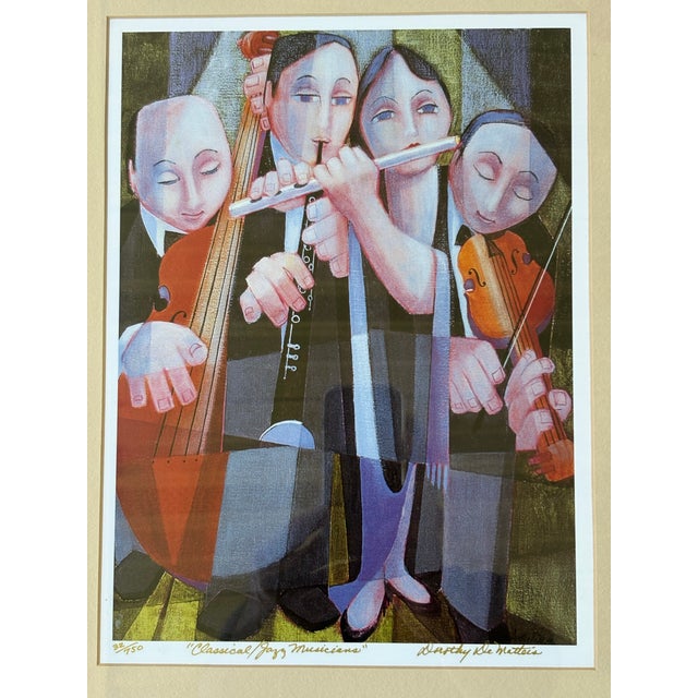 Contemporary Vintage Signed & Numbered Dorothy De Matteis “Classical/Jazz Musicians” Framed Limited Edition Print For Sale - Image 3 of 12