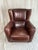 Wood 1990s Baxter Italian Brown Leather Club Armchair – Modern Sculptural Lounge Chair For Sale - Image 7 of 14