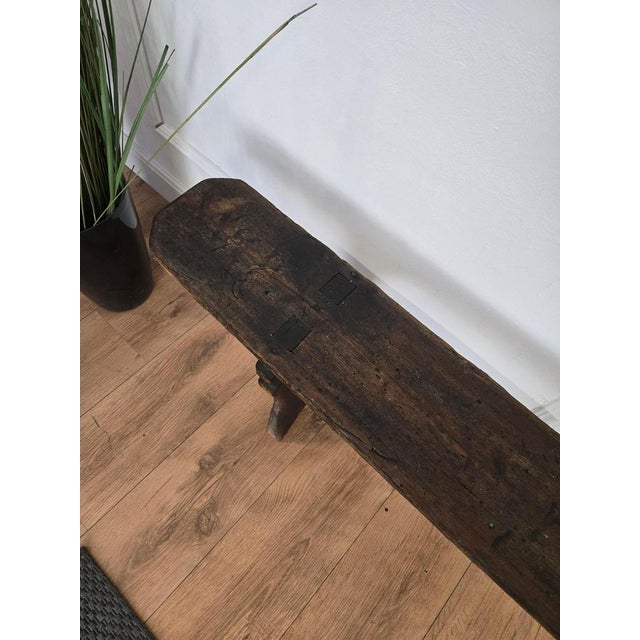 Antique Rustic Italian Wooden Bench, 1890s For Sale - Image 6 of 11