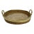 Vintage Gabriella Crespi Style Brass Rim Coiled Rattan Tray For Sale