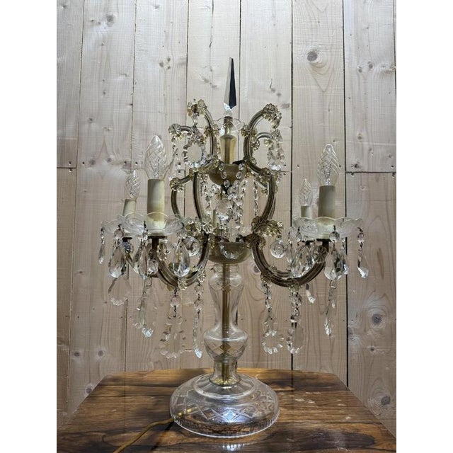 Glass Large Bohemian Crystal Girandole For Sale - Image 7 of 7