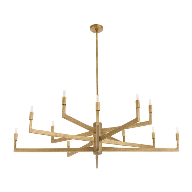 Industrial Arteriors Home Griff Gold Iron Large Chandelier For Sale - Image 3 of 10