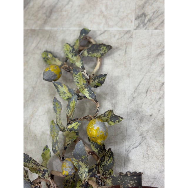 1950s Vintage Tole Wall Sconces, a Pair For Sale - Image 5 of 10