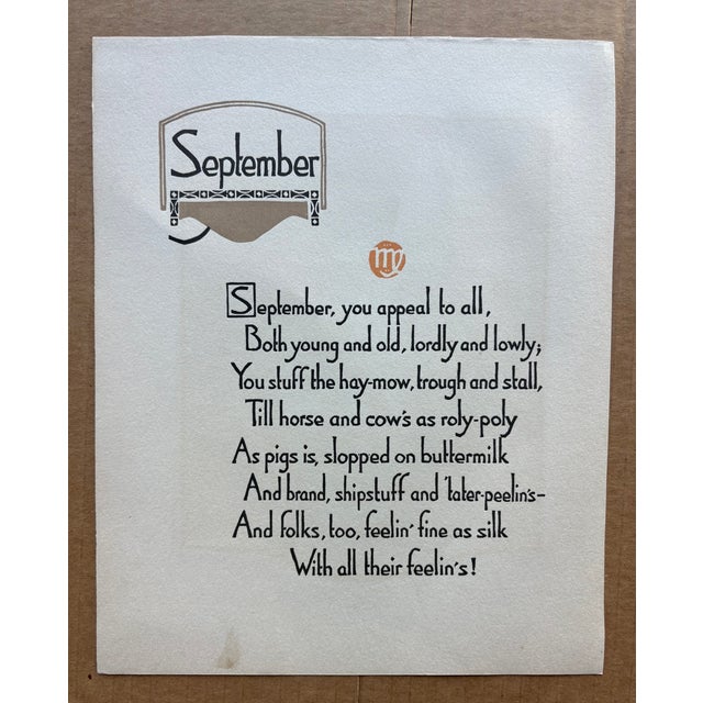 Art Deco Gustave Baumann "September" - "All the Year Round" Color Woodcut in 11x14 Mat, 1912 For Sale - Image 3 of 3