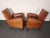 Art Deco Pair of French Art Deco Leather Angled Back Club Chairs With Nailhead Decoration For Sale - Image 3 of 18