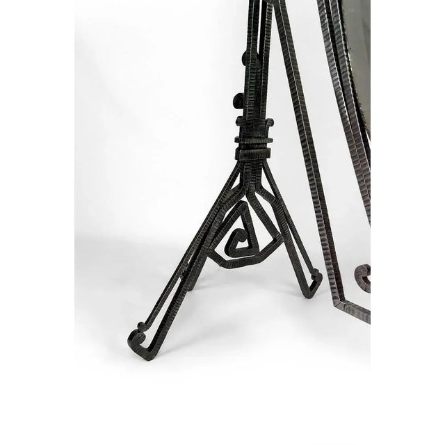 Vintage Art Deco Floor Mirror in Wrought Iron by Edgar-William Brandt, 1920 For Sale - Image 9 of 13