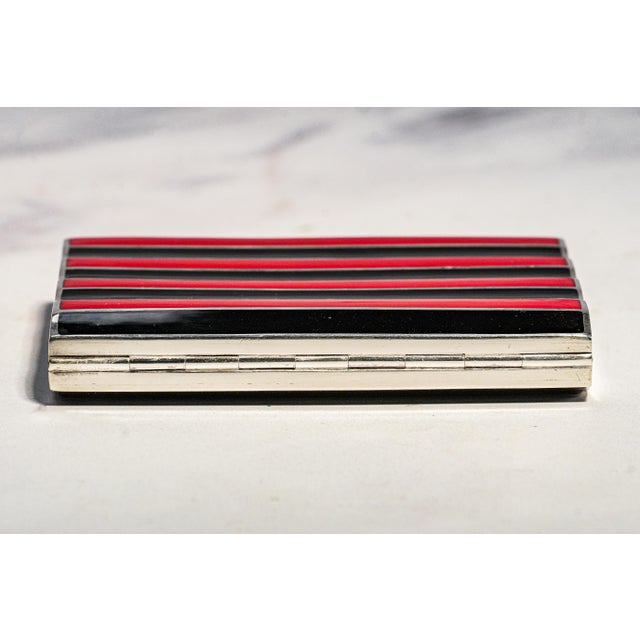 Rare Art Deco Antique Silver Black Red Enamel Cigarette Case Court of Siam Bangkok Presentation Box Luxury Tobacciana For Sale - Image 16 of 18