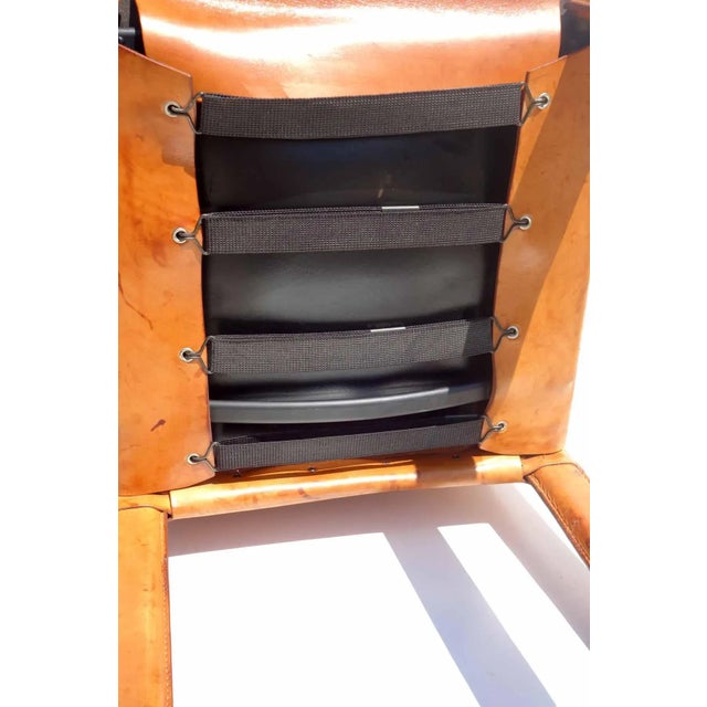 Brown Italian Cognac Leather Design Chair, 1970s For Sale - Image 8 of 11