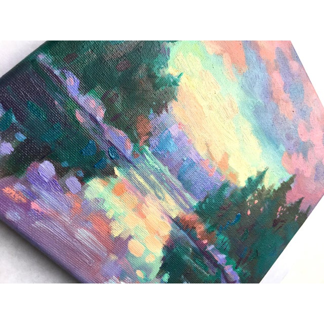 Wood Original Landscape on Canvas Painting Montana Lake by Valeriya Serova For Sale - Image 7 of 9