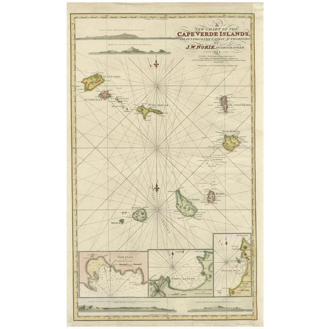Nautical Chart of Cape Verde Islands by J. W. Norie, 1824 For Sale - Image 10 of 10