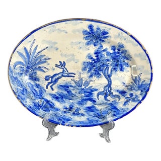 Spanish Oval Platter from Talavera Faience, 1890s For Sale