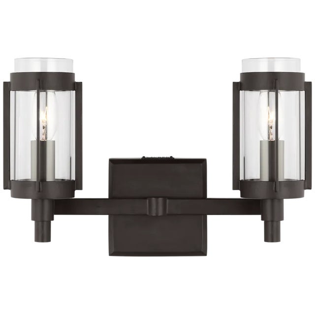 Mid-Century Modern Lauren Ralph Lauren by Visual Comfort Studio Flynn 2-Light Bath Vanity Sconce in Aged Iron For Sale - Image 3 of 3