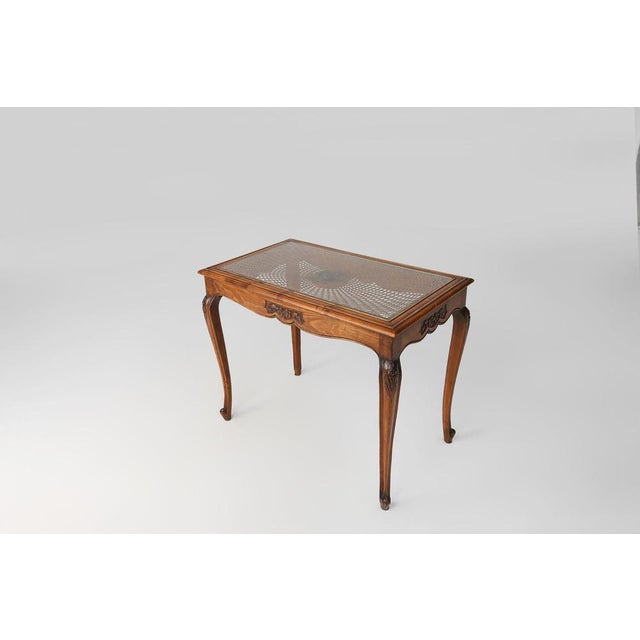 Sculpted Side Table in Wood, Glass and Rattan, France, 1950s For Sale - Image 15 of 15