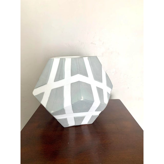 Stunning vintage abstract gray contemporary ceramic vase Perfect for a modern minimalist space with or without flowers No...